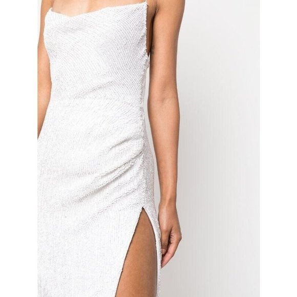 RETROFÉTE Katya Maxi Dress Gown in Moonglow White Sequin Bridal Evening sz L - Picture 8 of 11